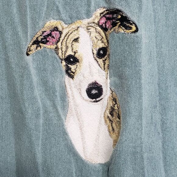 Three Rivers Unisex Medium Long Sleeve Button Down Shirt with Embroidered Dog - Picture 5 of 9